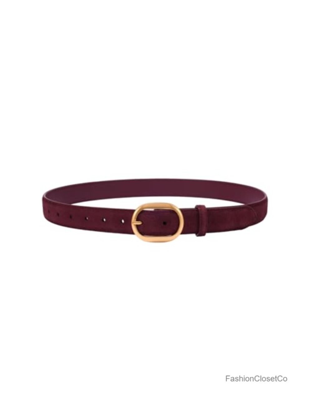 Suede Leather Belt with Gold Alloy Buckle Skinny Waist Belt for Dress Jeans